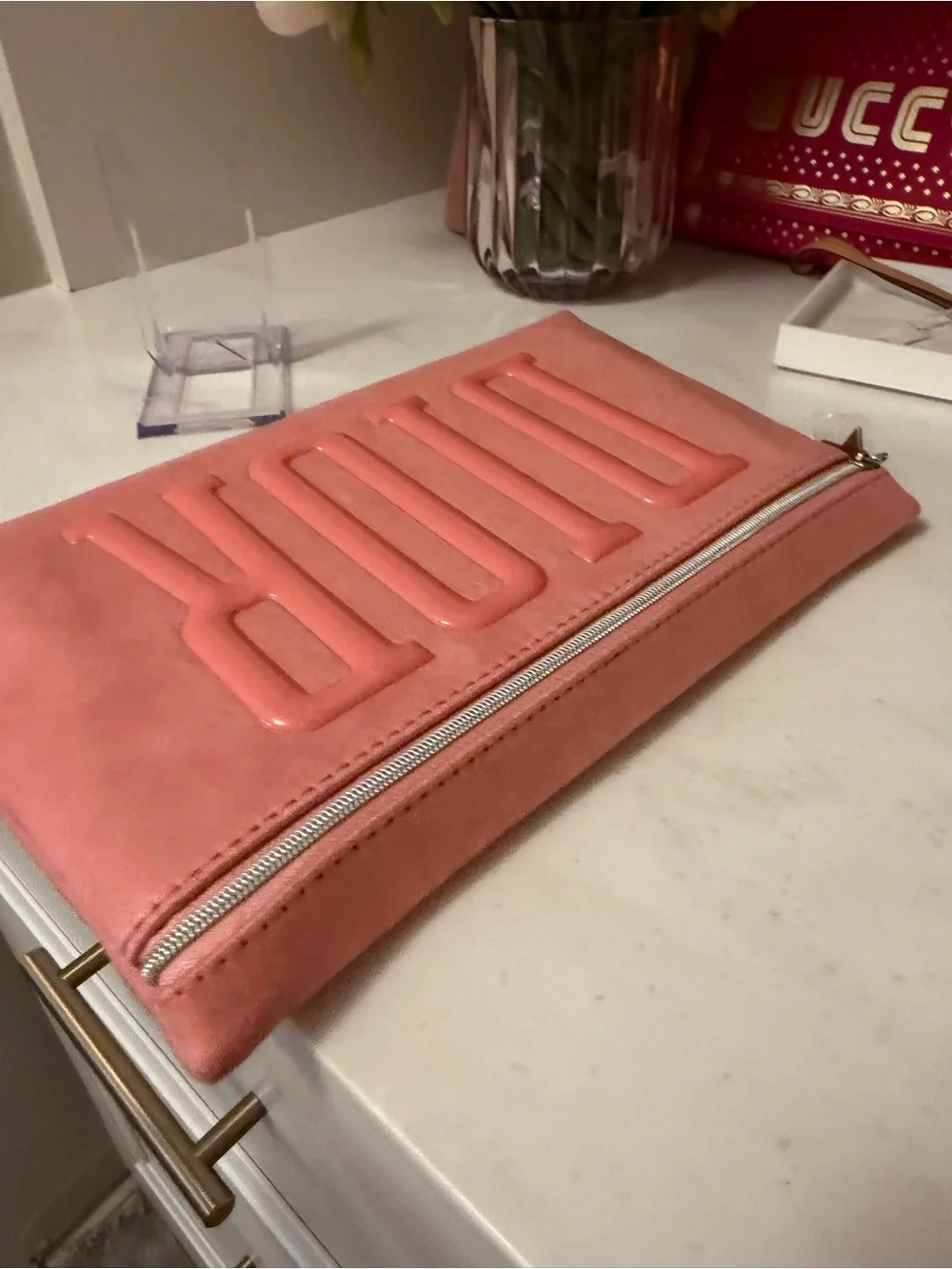 Made for DIOR beauty GWP Pink Logo Large Zip Pouch